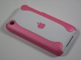 Baby pink and white 2-piece hard case and vinyl screen protector package for the Apple iPhone 3G