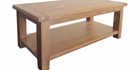 The Balmoral Oak Range BALMORAL Natural Solid Oak Rustic Country Rectangular Coffee Table With Ledge