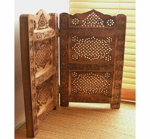 Mango wood carved Indian dressing table screen
