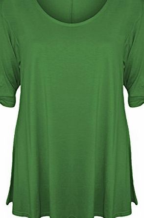 The Celebrity Fashion New Womens Plus Size Scoop Neck Short Sleeve Flared Ladies Long Plain Tunic Swing Tops