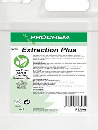 The Chemical Hut Prochem Extraction Plus. Professional Low Foam Cleaning Concentrate For Carpet Soil Extraction Machines (5 Litres) - Comes With TCH Anti-Bacterial Pen!