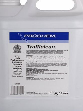 The Chemical Hut Prochem Trafficlean Industrial Strength Grease Removal For Carpets. With a Mint Fragrance. 5 Litres 