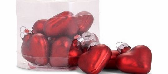 The Christmas Boutique Red Mini Glass Bauble Heart Christmas Tree Decorations Box Of 12