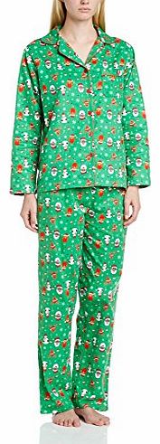 Womens Ladies Christmas Pyjama Set, Green, Size 16 (Manufacturer Size:16-18)