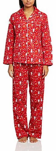Womens Ladies Christmas Pyjama Set, Red, Size 16 (Manufacturer Size:16-18)