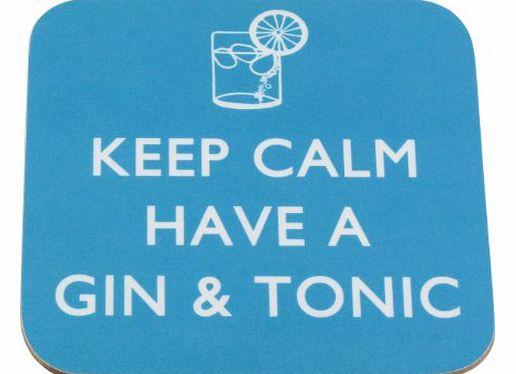 ``Keep Calm Have a Gin & Tonic`` (Pastel Blue) Keep Calm Style Traditional Coaster