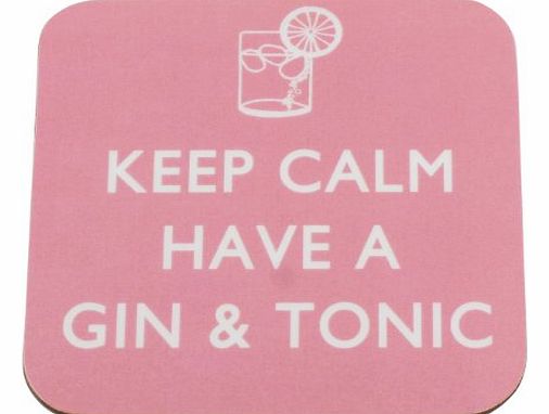 Keep Calm Have a Gin & Tonic (Pastel Pink) Keep Calm Style Traditional Coaster
