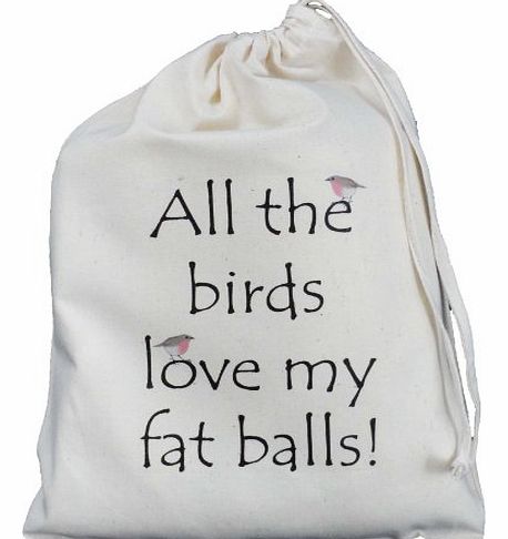 The Cotton Bag Store Ltd - Small Drawstring Bags Fat Ball Storage Bag- Small Natural Cotton Bird Food Drawstring Bag - SUPPLIED EMPTY - All the birds love my fat balls
