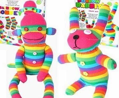 The Craft Cupboard Craft Cupboard Make Your Own Rainbow Sock Monkey Childrens Craft Kit