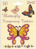 Assorted Pack of 50 Butterfly Tattoos