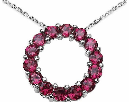 The Diamond and Wedding Ring Bargain Centre The Rhodalite Pendant Collection: 925 Sterling Silver Ring Pendant 1.40 Carats Pink Rhodalite with Platinum Overlay on 18 Inch chain