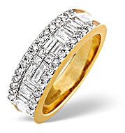 18K Gold Baguette Princess and Brilliant Diamond Eternity Ring