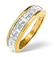 The Diamond Store.co.uk 18K Gold Princess and Baguette Diamond Eternity Ring