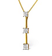 The Diamond Store.co.uk 18K Gold Princess Cut Diamond Bar Pendant 0.56CT H/Si