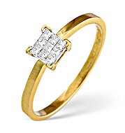 The Diamond Store.co.uk 18K Gold Princess Cut Diamond Cluster Ring