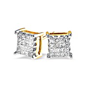 The Diamond Store.co.uk 18K Gold Princess Cut Diamond Earrings (0.52ct)