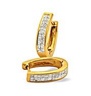 The Diamond Store.co.uk 18K Gold Princess Cut Diamond Hoop Earrings (0.50ct)