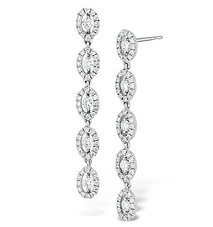 The Diamond Store.co.uk 18K White Gold Diamond Fancy Drop Earrings 1.29ct