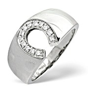The Diamond Store.co.uk 18K White Gold Diamond Horseshoe Ring 0.15CT