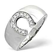 18K White Gold Diamond Horseshoe Ring 0.15CT