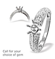 The Diamond Store.co.uk 18K White Gold Leaf Design Diamond Set Mount (0.10ct)