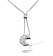 The Diamond Store.co.uk 18K White Gold Pave Diamond Moon Necklace (0.26ct)