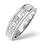 The Diamond Store.co.uk 18K White Gold Princess and Baguette Diamond Eternity Ring