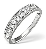 The Diamond Store.co.uk 18K White Gold Princess Cut Diamond Eternity Ring