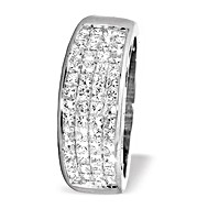 The Diamond Store.co.uk 18K White Gold Princess Cut Diamond Half Eternity Ring (1.25ct)