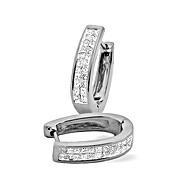The Diamond Store.co.uk 18K White Gold Princess Cut Diamond Hoop Earrings (0.50ct)