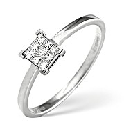 The Diamond Store.co.uk 18K White Gold Princess Diamond Cluster Ring