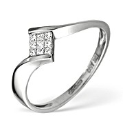 The Diamond Store.co.uk 18K White Gold Princess Diamond Twist Ring 0.13CT