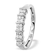 The Diamond Store.co.uk 18K White Gold Princess Half Eternity Diamond Ring (0.25ct)