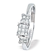 The Diamond Store.co.uk 18K White Gold Princess Tiered Diamond Ring (0.27ct)