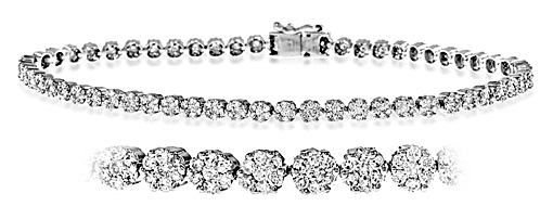 The Diamond Store.co.uk 18KW DIAMOND CLUSTER NECKLACE 7.00CT G/VS