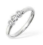 The Diamond Store.co.uk 18KW Three Stone Diamond Rubover Ring 0.34CT