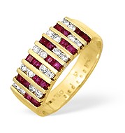 18KY Channel Set Diamond and Ruby Ring 0.25ct