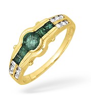 The Diamond Store.co.uk 18KY Diamond and Emerald Design Ring 0.10ct
