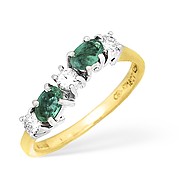 The Diamond Store.co.uk 18KY Diamond and Emerald Wave Style Ring 0.15ct