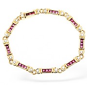 18KY Diamond and Ruby Bar Bracelet 0.50CT
