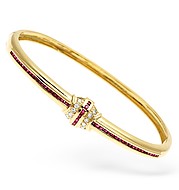 The Diamond Store.co.uk 18KY Diamond and Ruby Design Bangle 0.20ct