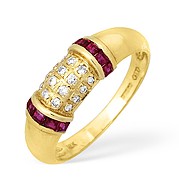 18KY Diamond and Ruby Design Ring 0.10ct