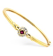 The Diamond Store.co.uk 18KY Diamond and Ruby Detail Bangle 0.25CT