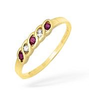 18KY Diamond and Ruby Twist Ring 0.03ct