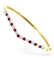 The Diamond Store.co.uk 18KY Diamond and Ruby Wishbone Design Bangle 1.15ct R 1.35CT