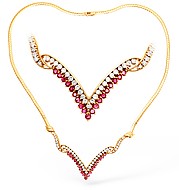 18KY Diamond and Ruby Wishbone Design Necklace 1.00ct 16Inches