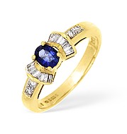 The Diamond Store.co.uk 18KY Diamond and Sapphire Bow Design Ring with Shoulder Detail 0.25CT
