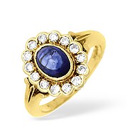 The Diamond Store.co.uk 18KY Diamond and Sapphire Rubover Flower Design Ring 0.50CT