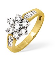 The Diamond Store.co.uk 18KY Diamond Flower Cluster Ring with Shoulder Detail 1.00ct