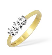 The Diamond Store.co.uk 18KY Diamond Three Stone Claw Set Ring 0.25ct